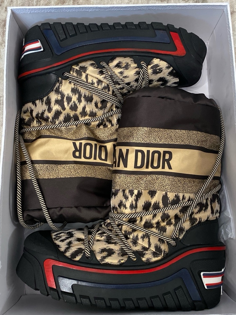 Dior Kids Leopard Print Brown and Black Boots